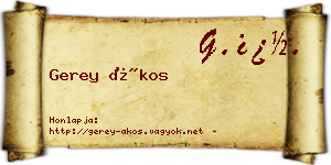 Gerey Ákos névjegykártya